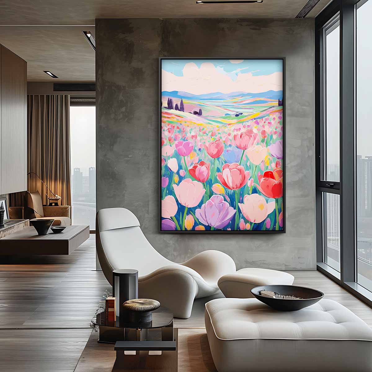 Tulpendroomlandschap – canvas kunstwerk als wanddecoratie