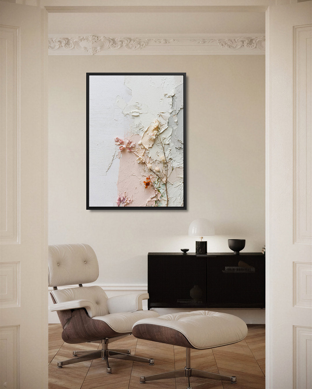 Textuur en bloemen – staand wanddecoratie kunstwerk
