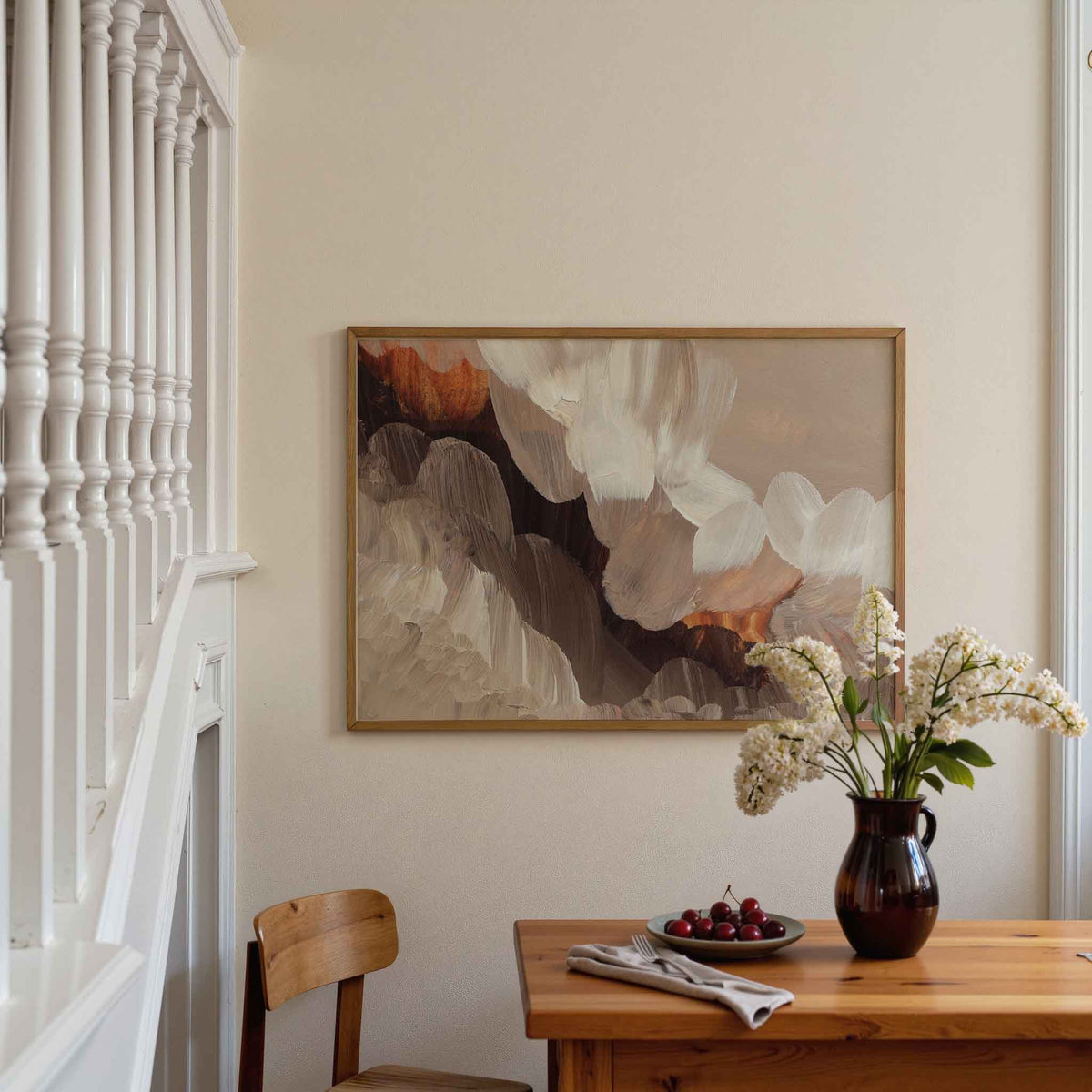 Abstracte penseelstreken – artistieke poster in liggend formaat