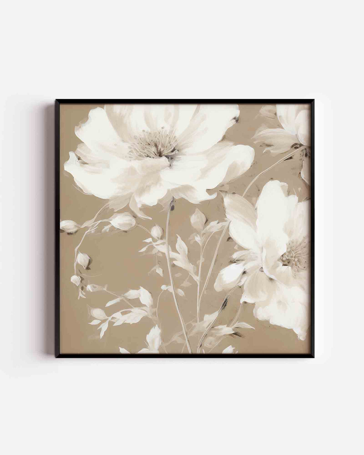 Bloemen op beige – vintage vierkante poster als wanddecoratie