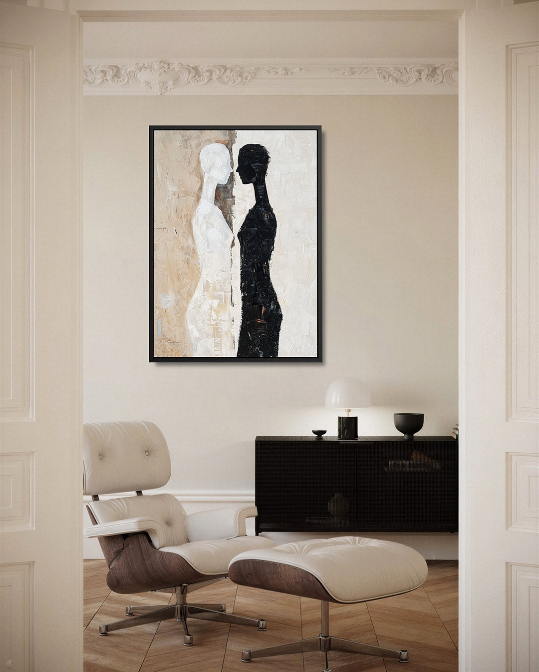 Tegenovergestelde silhouetten – moderne staande wandkunst