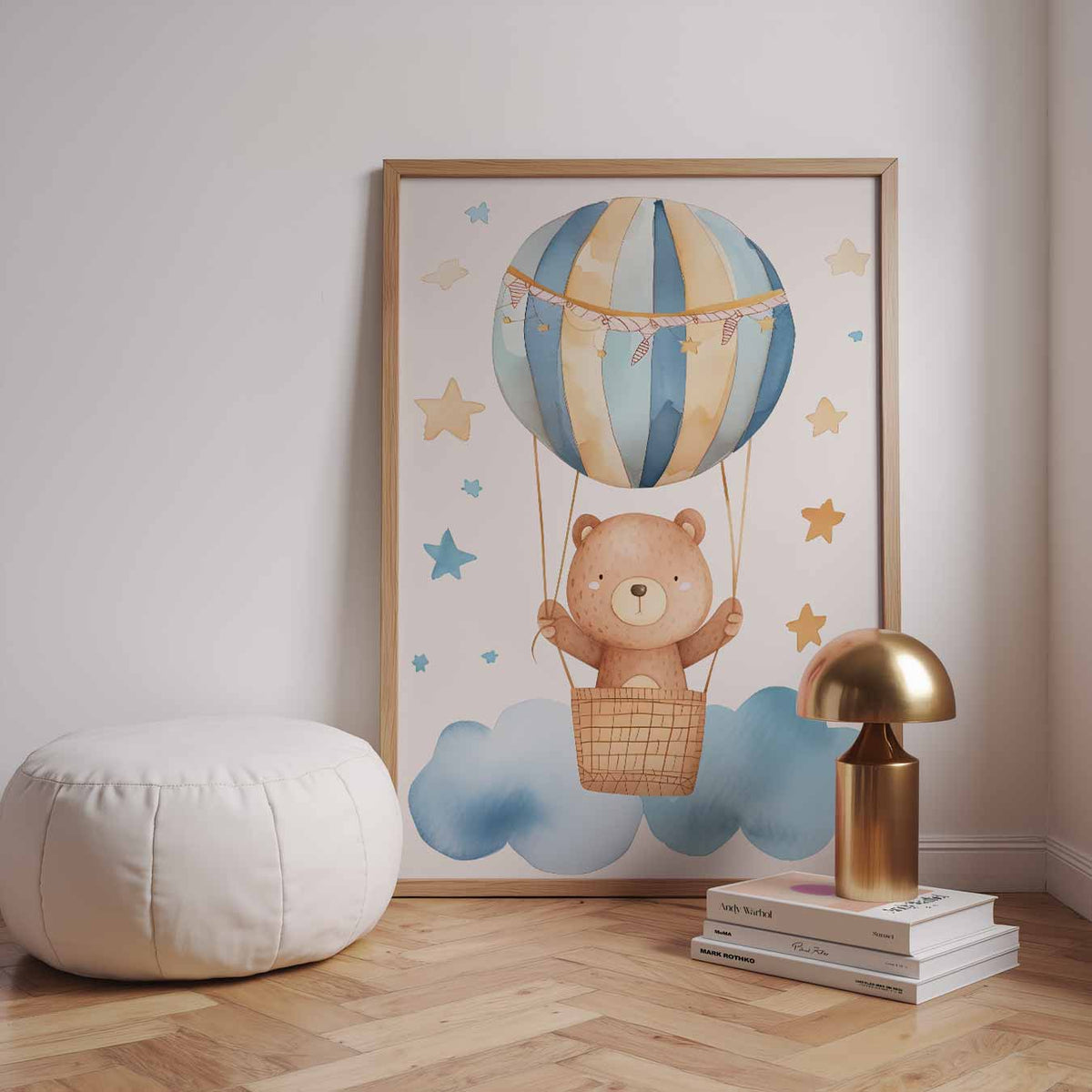Dromerige Berenluchtballon Kinderkamerposter – speelse wandkunst als portret kinderposter