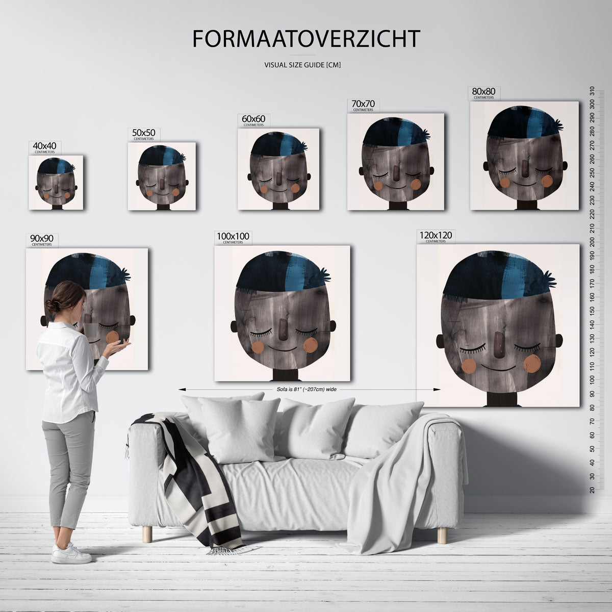 Lachend gezicht – vierkante muurposter voor de kinderkamer