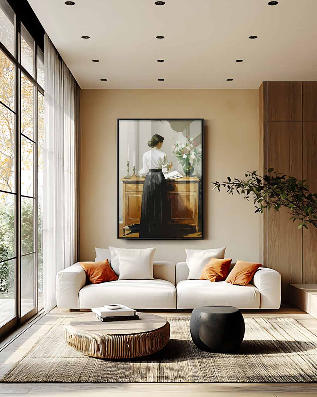 Geschetste Elegantie – plexiglas wanddecoratie in portret formaat