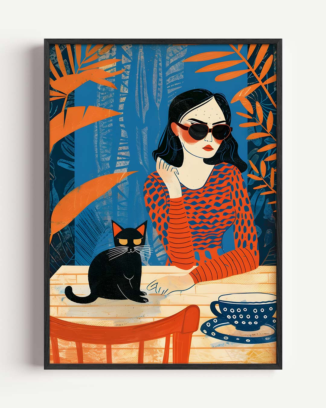 Stijlvolle Kat en Vrouw – Popart en Streetart portret poster als wanddecoratie