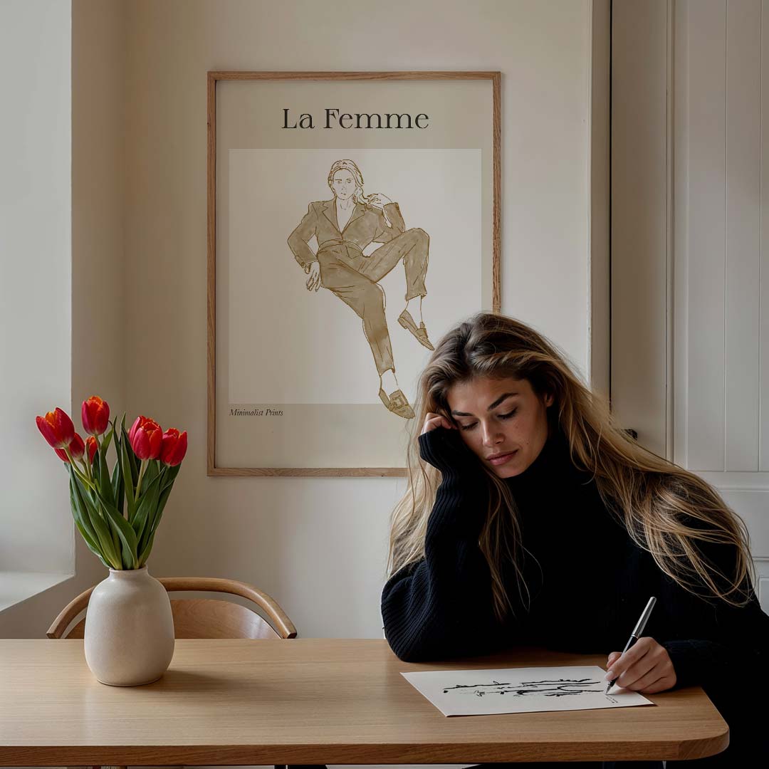 La Femme Minimalistische – staande vrouwelijke wanddecoratie van WallArtistic