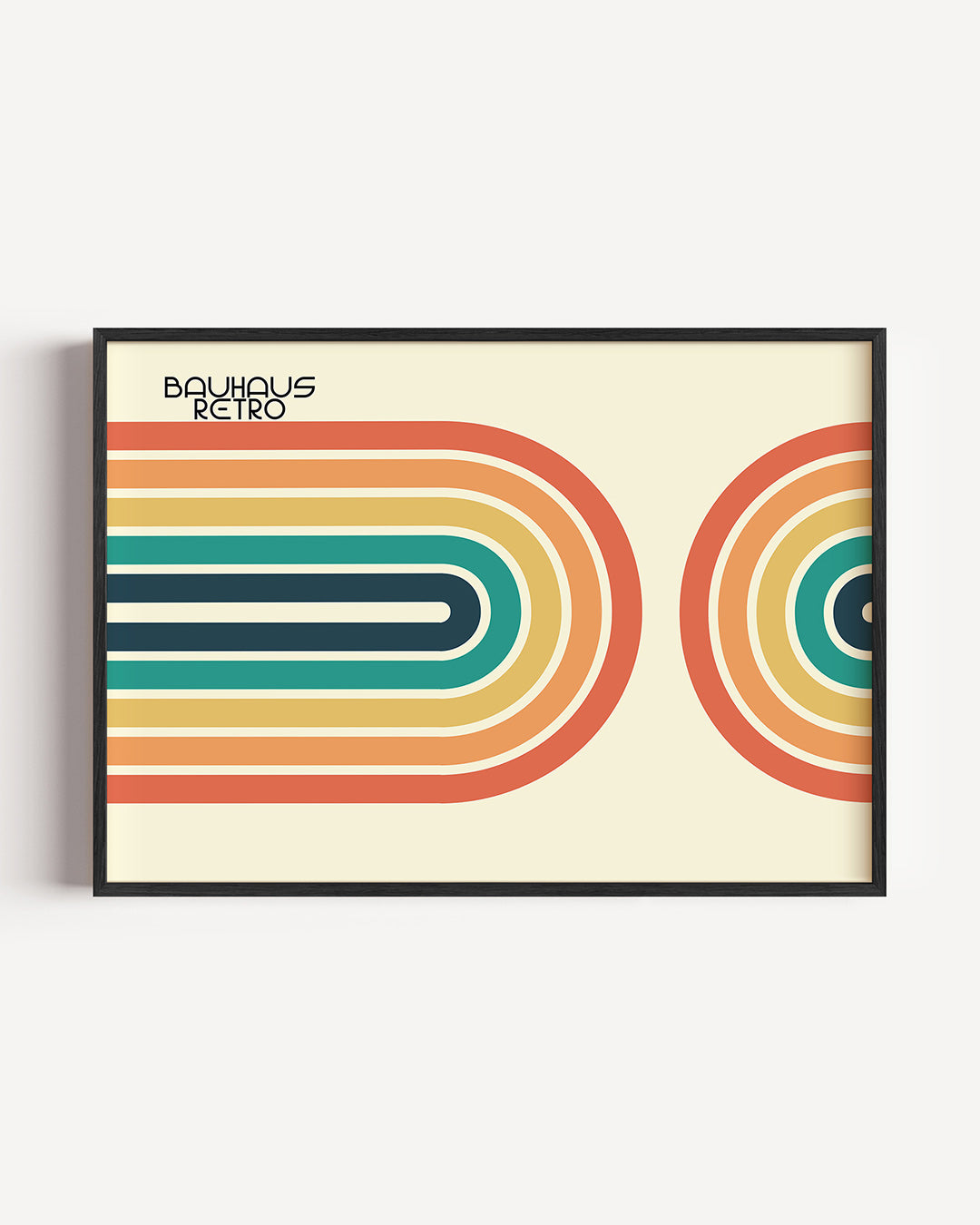 Kleurvolle lijnen – liggende Bauhaus poster als wanddecoratie