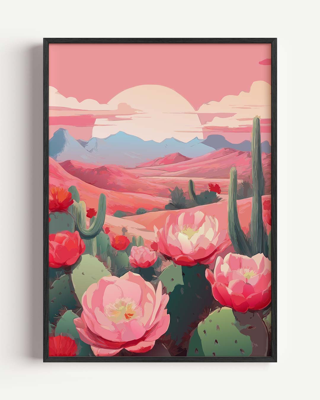 Cactus Bloemenlandschap – paas portret poster als wanddecoratie