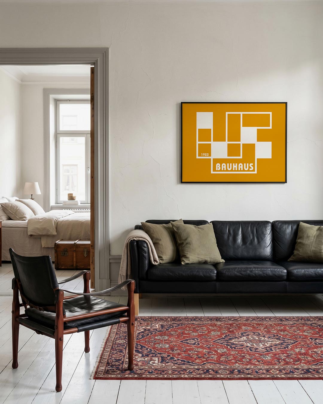 Vorm en kleurvlakken – geometrische Bauhaus poster in liggend formaat