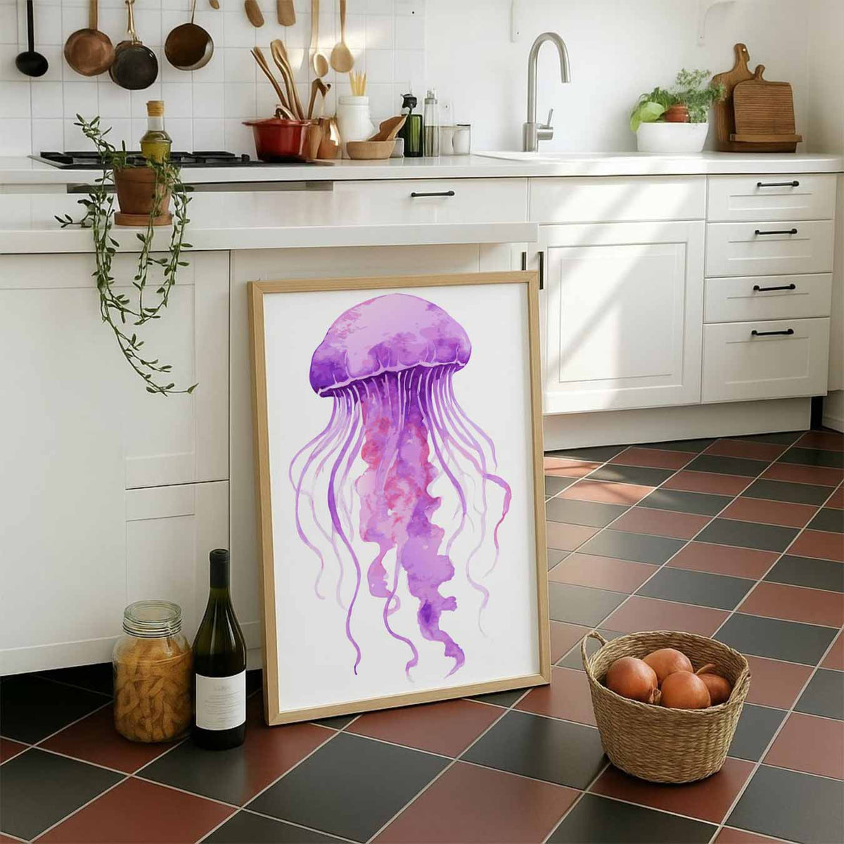 Paarse Kunstzinnige Kwallenposter – dieren portret poster, afbeelding 7