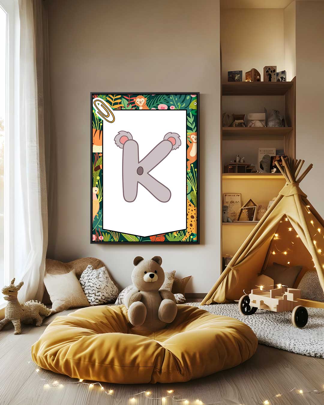 Speelse Koala Letter K – staand kunstwerk voor modern interieur