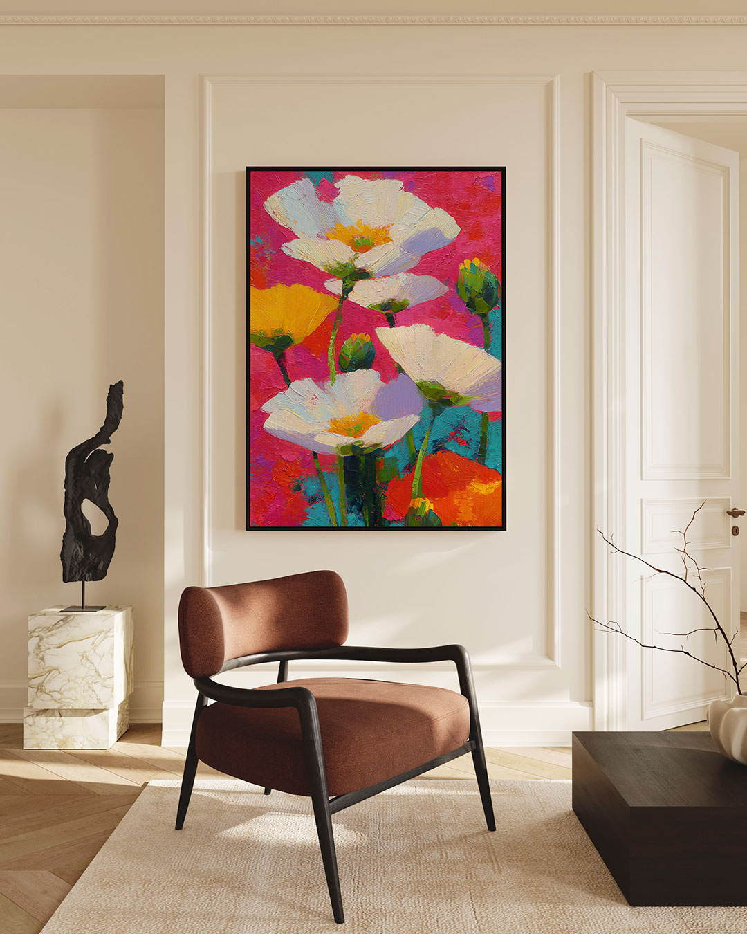 Bloemrijke kleurenexplosie – staand wanddecoratie kunstwerk