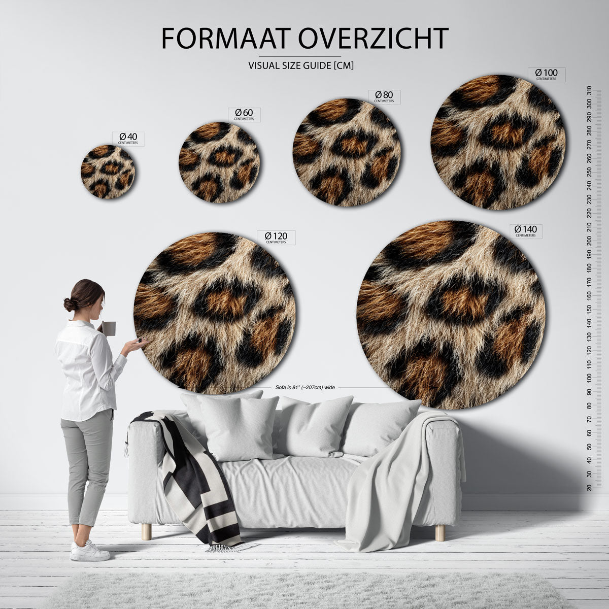 Luipaardprint – safari wandkunst als moderne muurcirkel