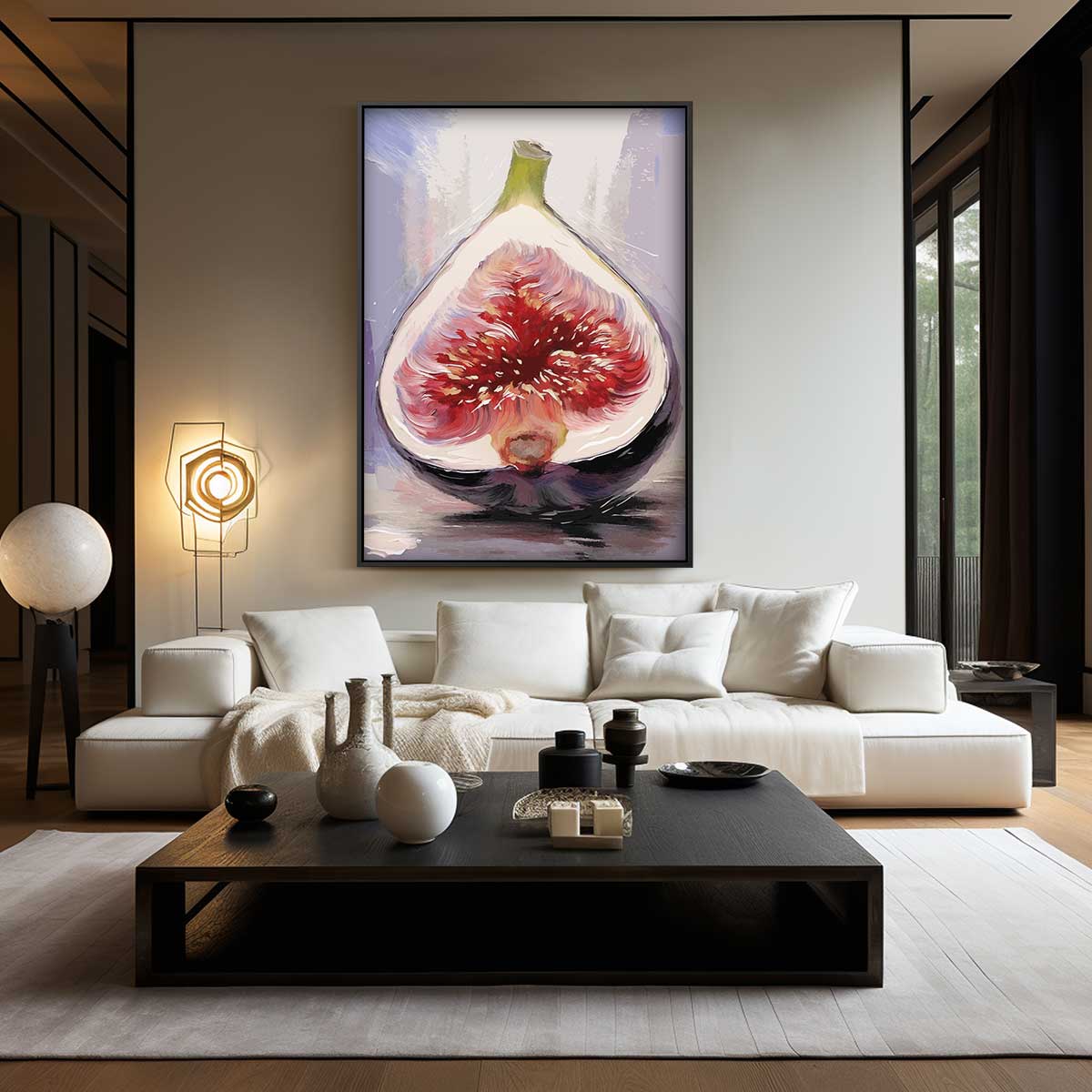 Vibrant Vijgenschilderij – kunstwerk met zwarte baklijst