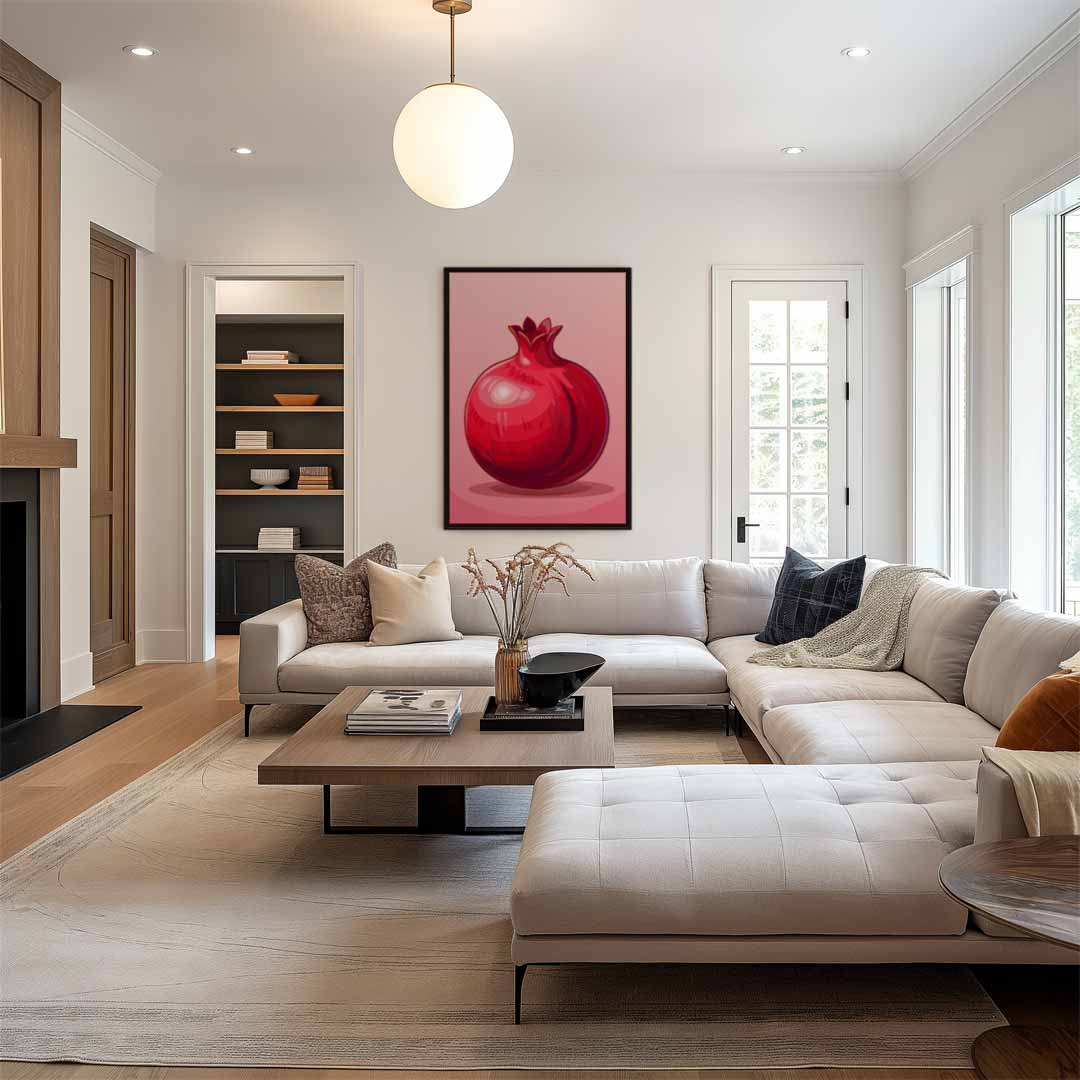 Stijlvolle Granaatappel Illustratie – modern portret kunstwerk van WallArtistic