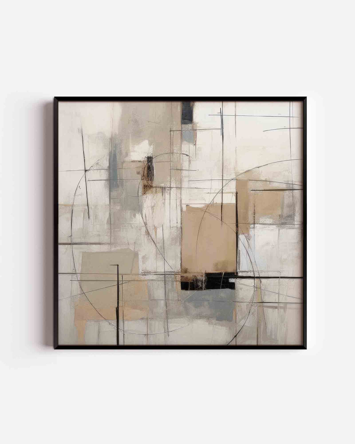 Abstracte lijnen en vlakken – zacht abstracte vierkante poster als wanddecoratie