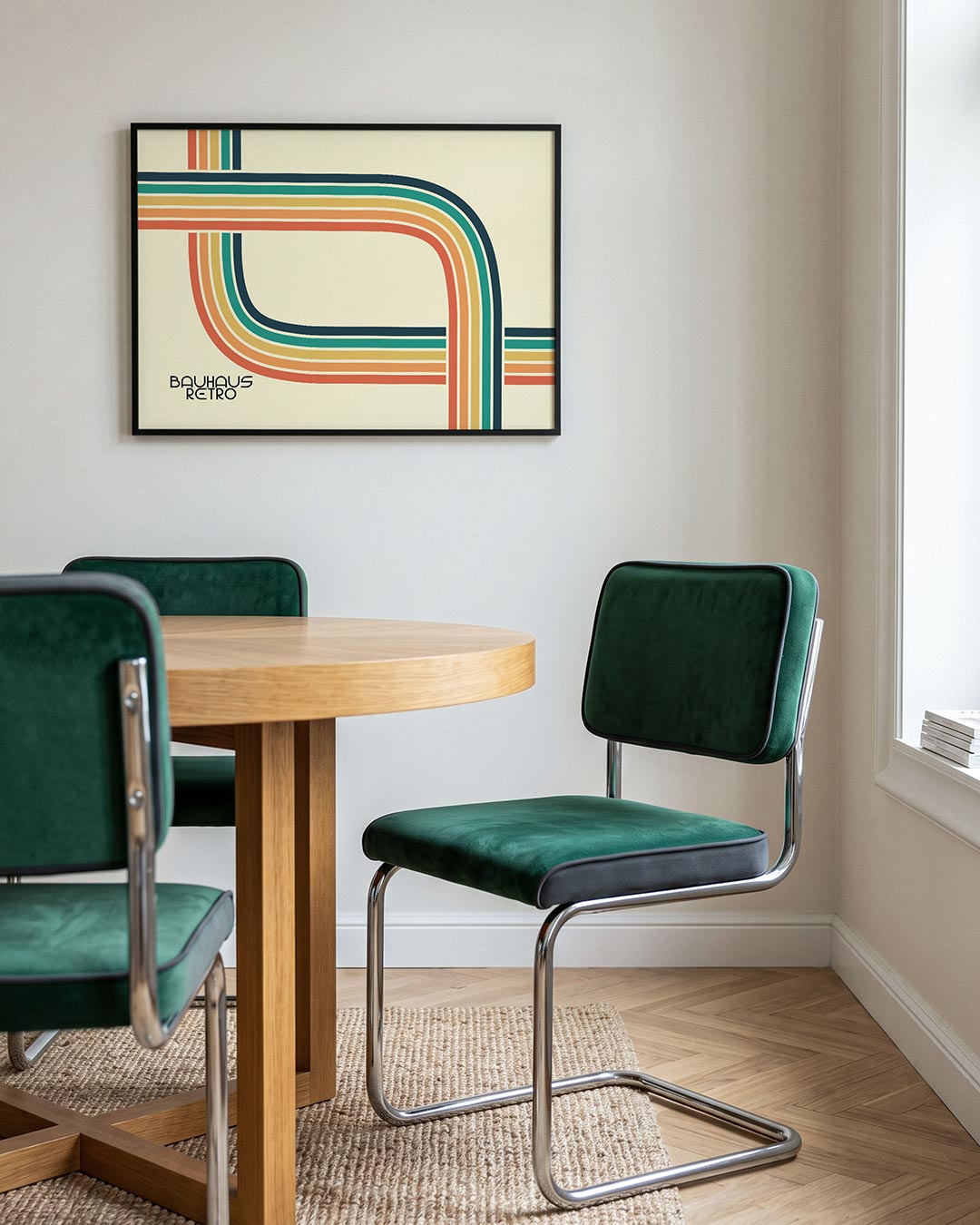 Lijnen en kleurvlakken – liggende Bauhaus poster voor aan de muur