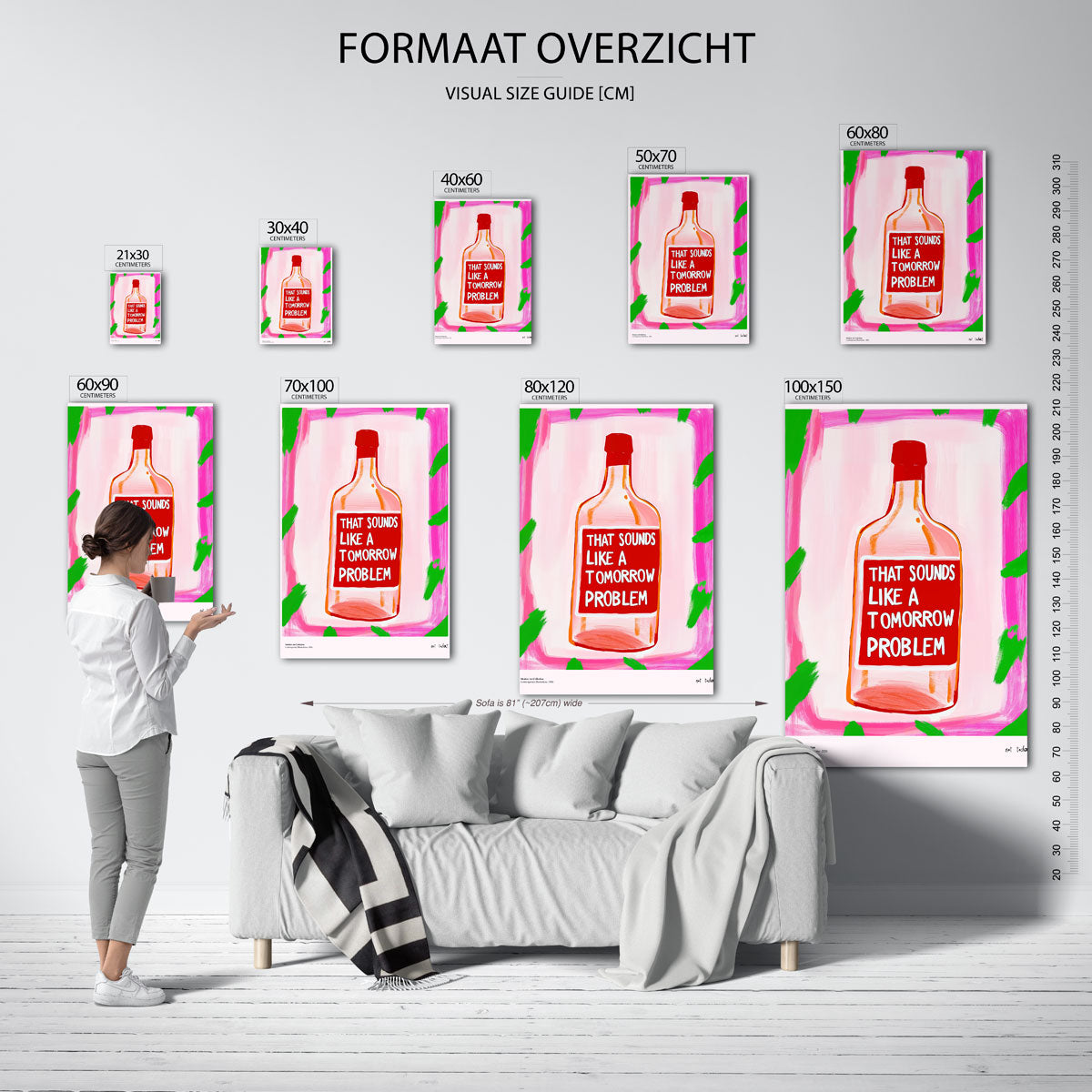 Fles met tekst – staande muurposter met Pop Art uitstraling