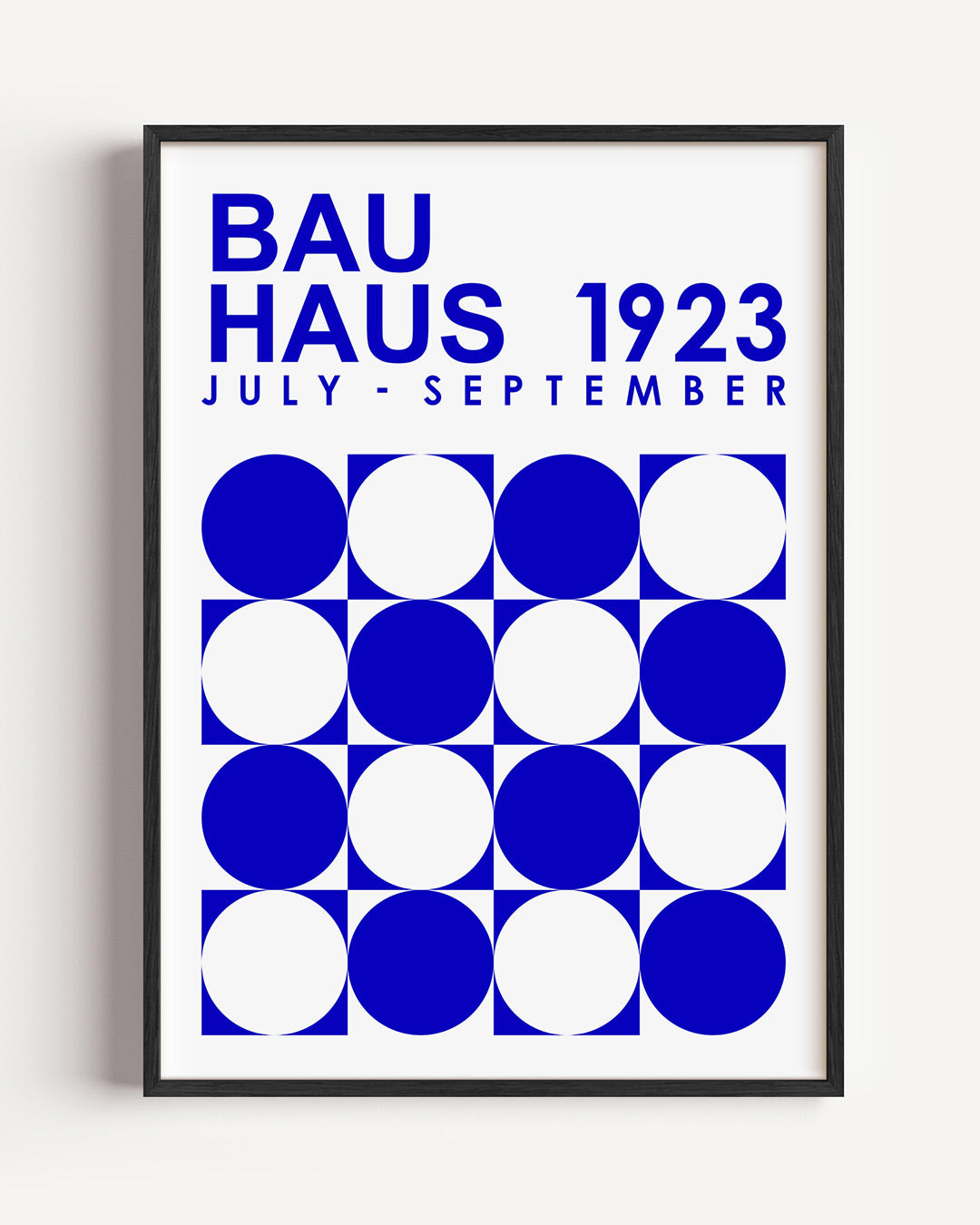 Cirkelpatroon blauw – staande Bauhaus poster als wanddecoratie