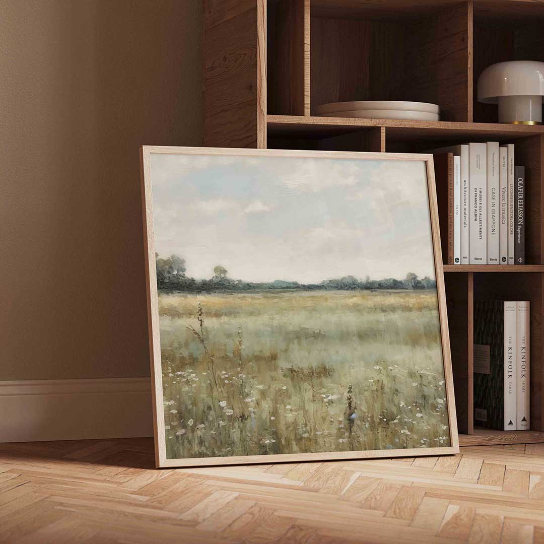 Landschap met bloemen – vintage wandkunst als vierkante poster