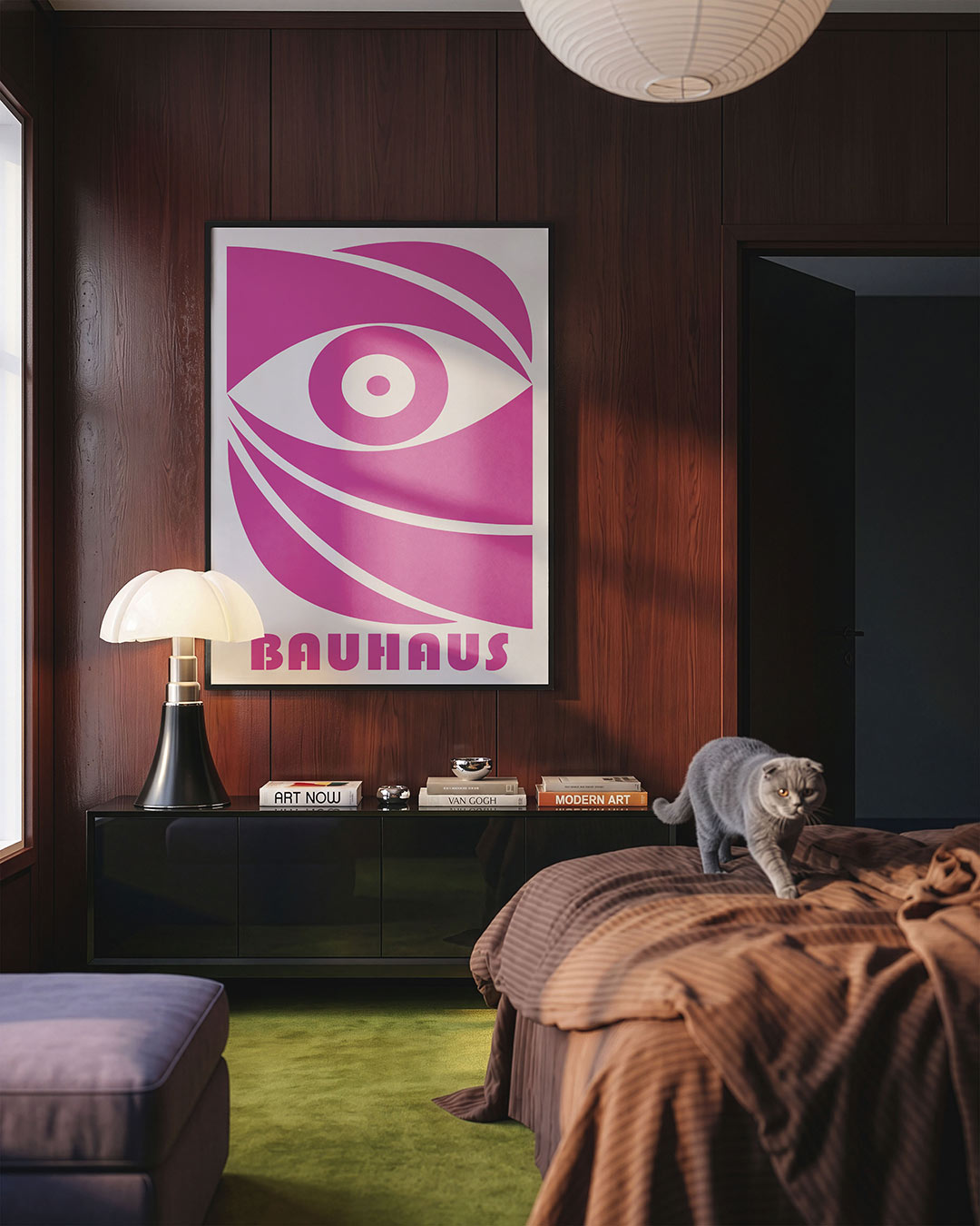 Oogvorm en lijnen – geometrische Bauhaus poster in staand formaat