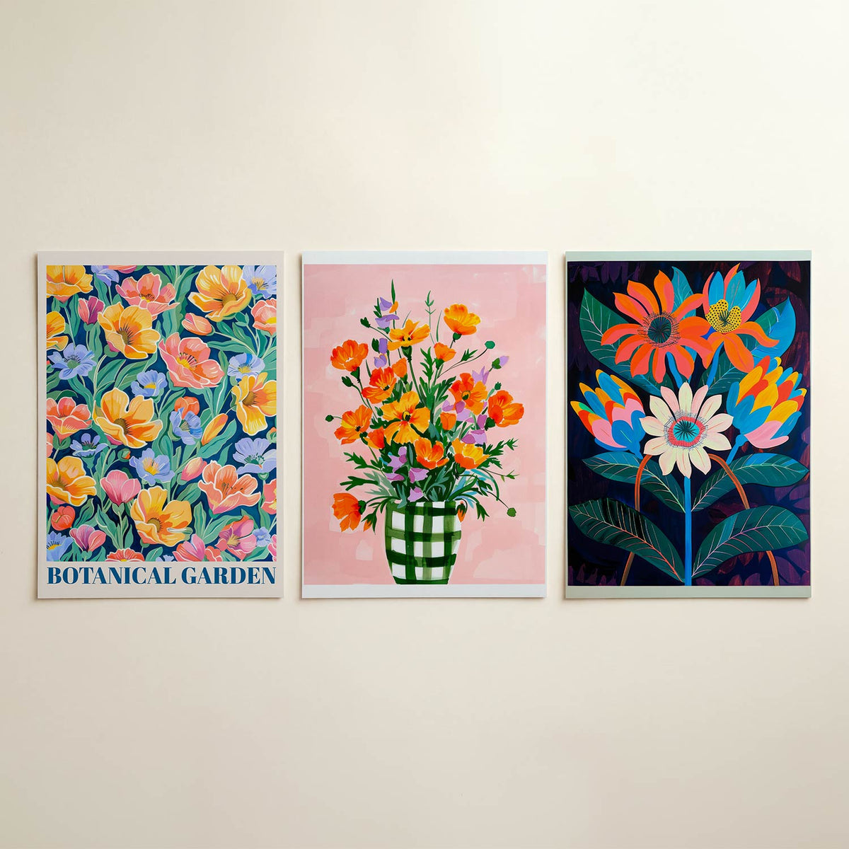 Bloemenpracht posterset – detailweergave – deze kleurrijke poster toont een weelderige verzameling