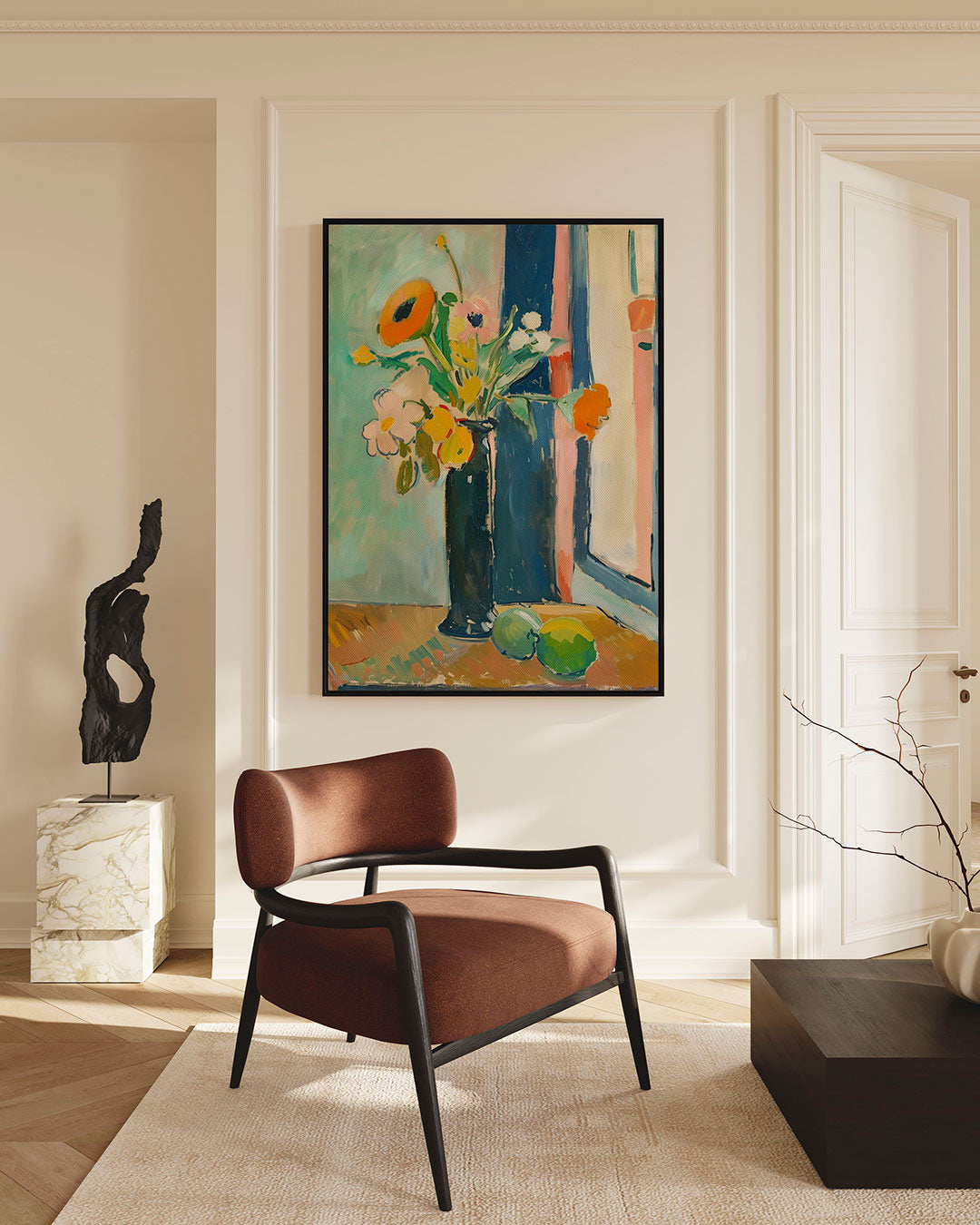 Bloemstilleven met vaas – staand wanddecoratie kunstwerk