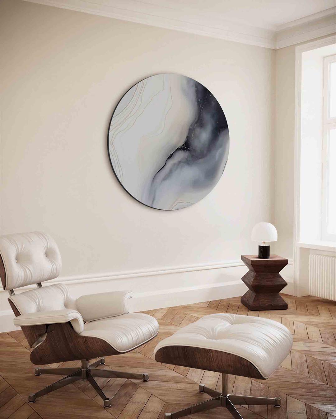 Abstracte lijnen – kleurrijke ronde wanddecoratie van WallArtistic
