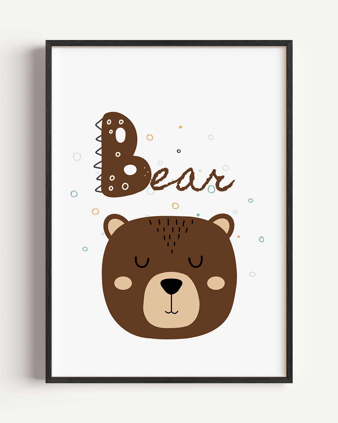 Schattige Bruine Beer – kids portret poster als wanddecoratie