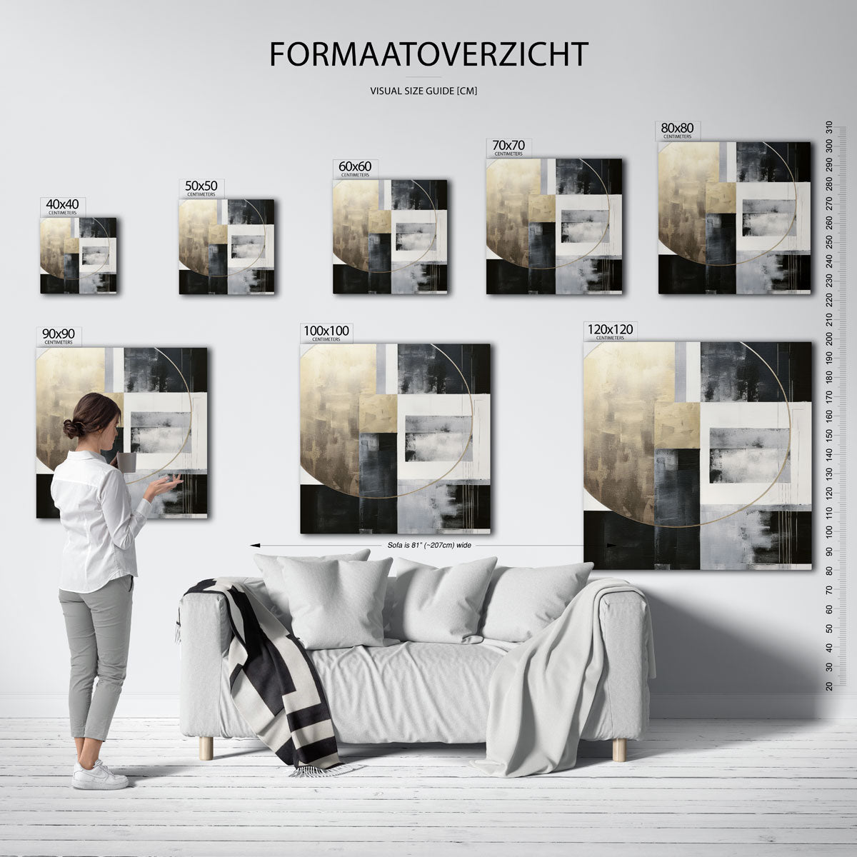 Geometrische vormen – vierkante muurposter met zachte abstracte vormen