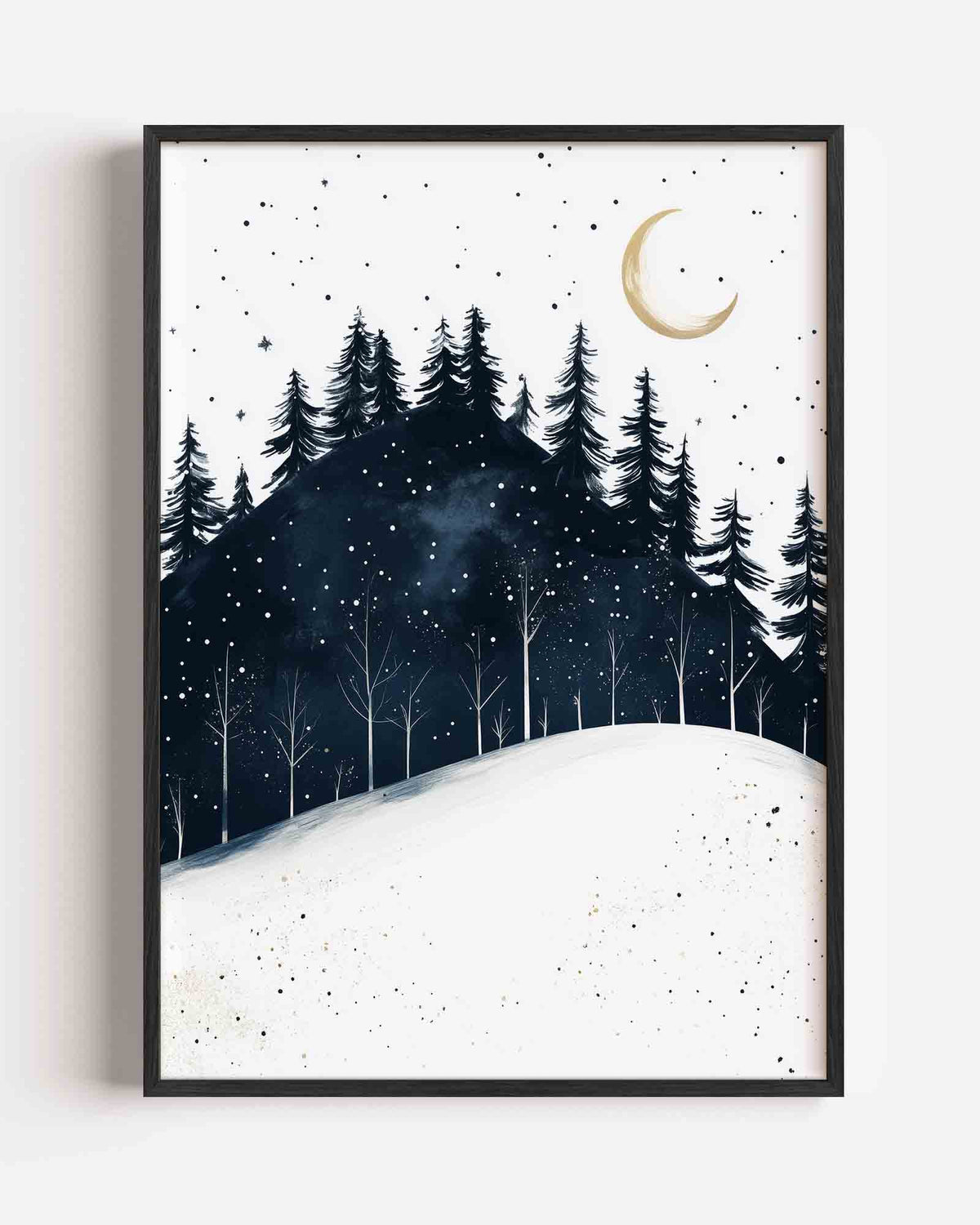 Winterlandschap met bomen – kids portret poster als wanddecoratie