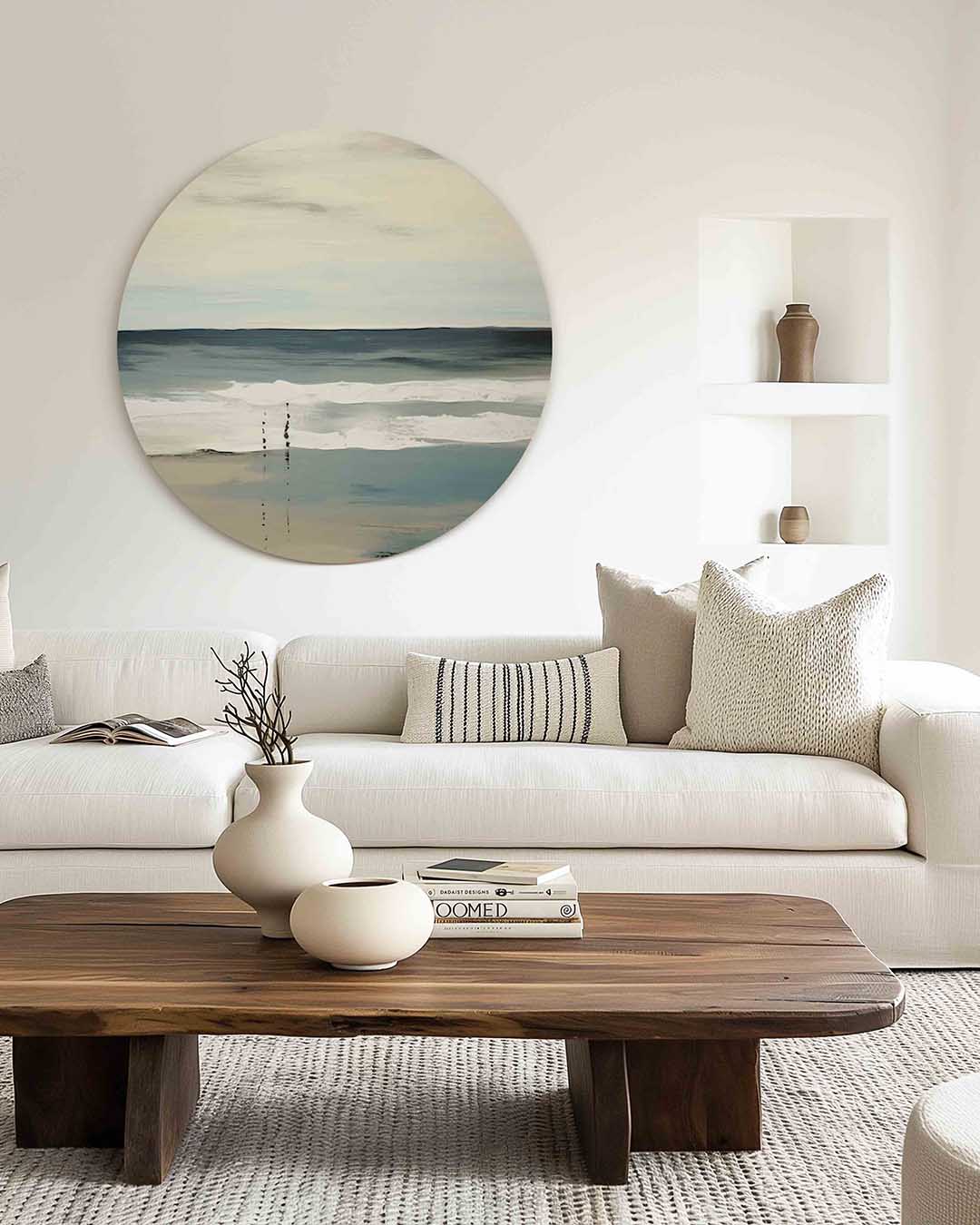 Strand en zee – muurcirkel met kleur en vormen voor aan de muur