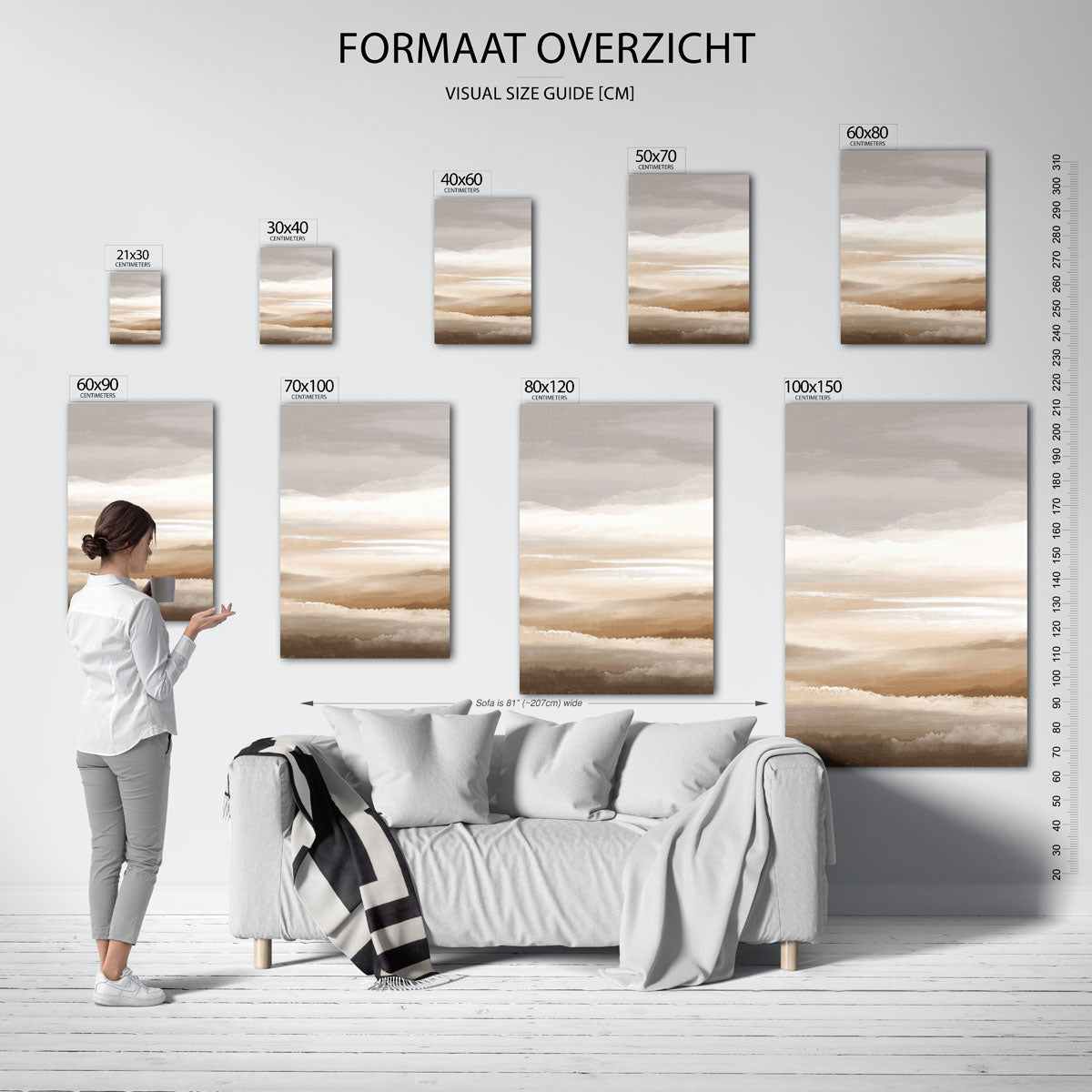 Neutrale horizon – staande muurposter met abstracte vormen