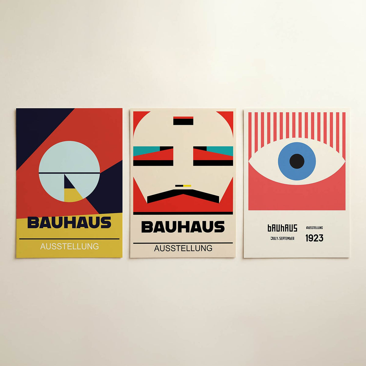 Vorm en kleur posterset – detailweergave – deze posterset in drie delen toont een dynamisch lijnenspel met contrasterende