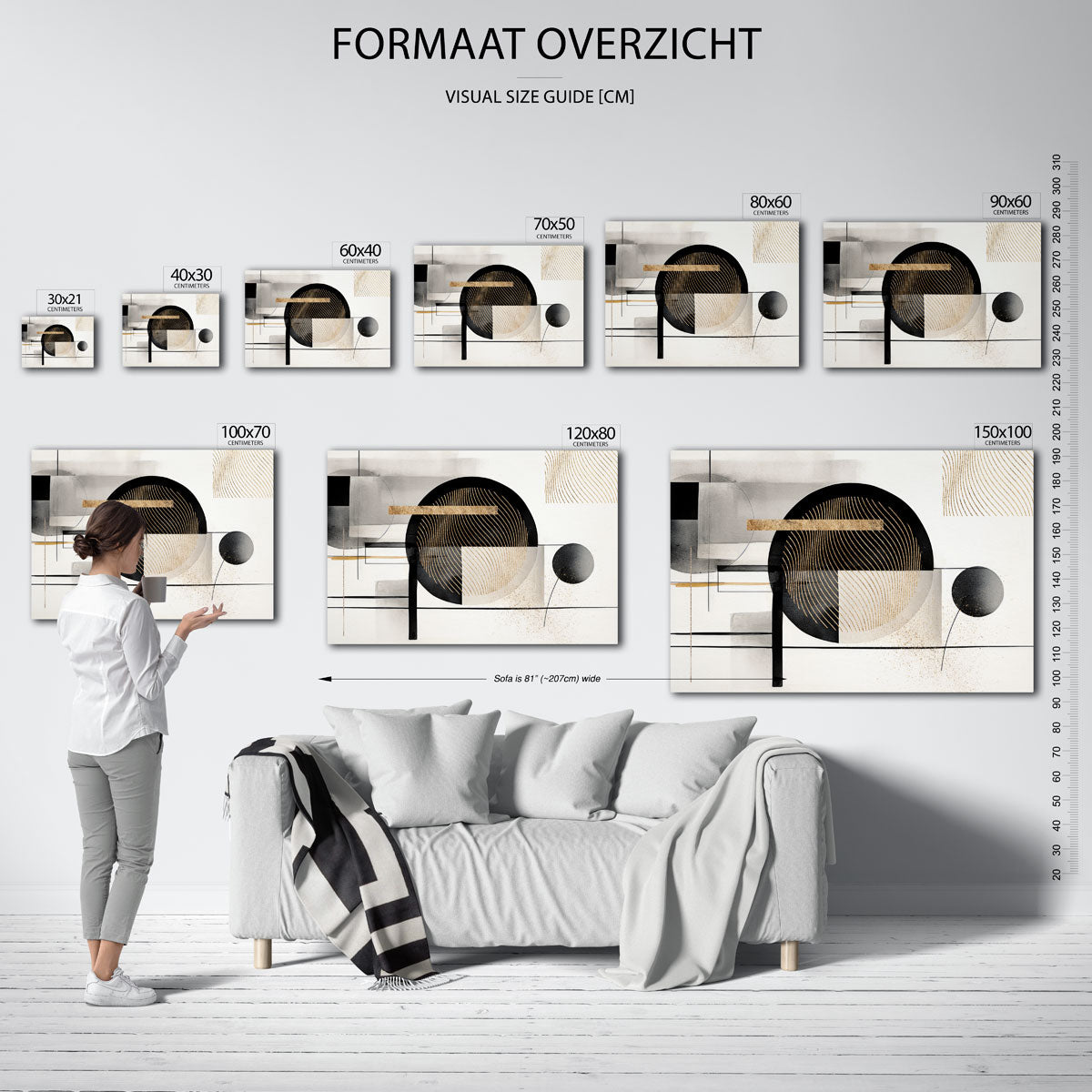 Abstracte geometrische vormen – liggende muurposter met abstracte vormen