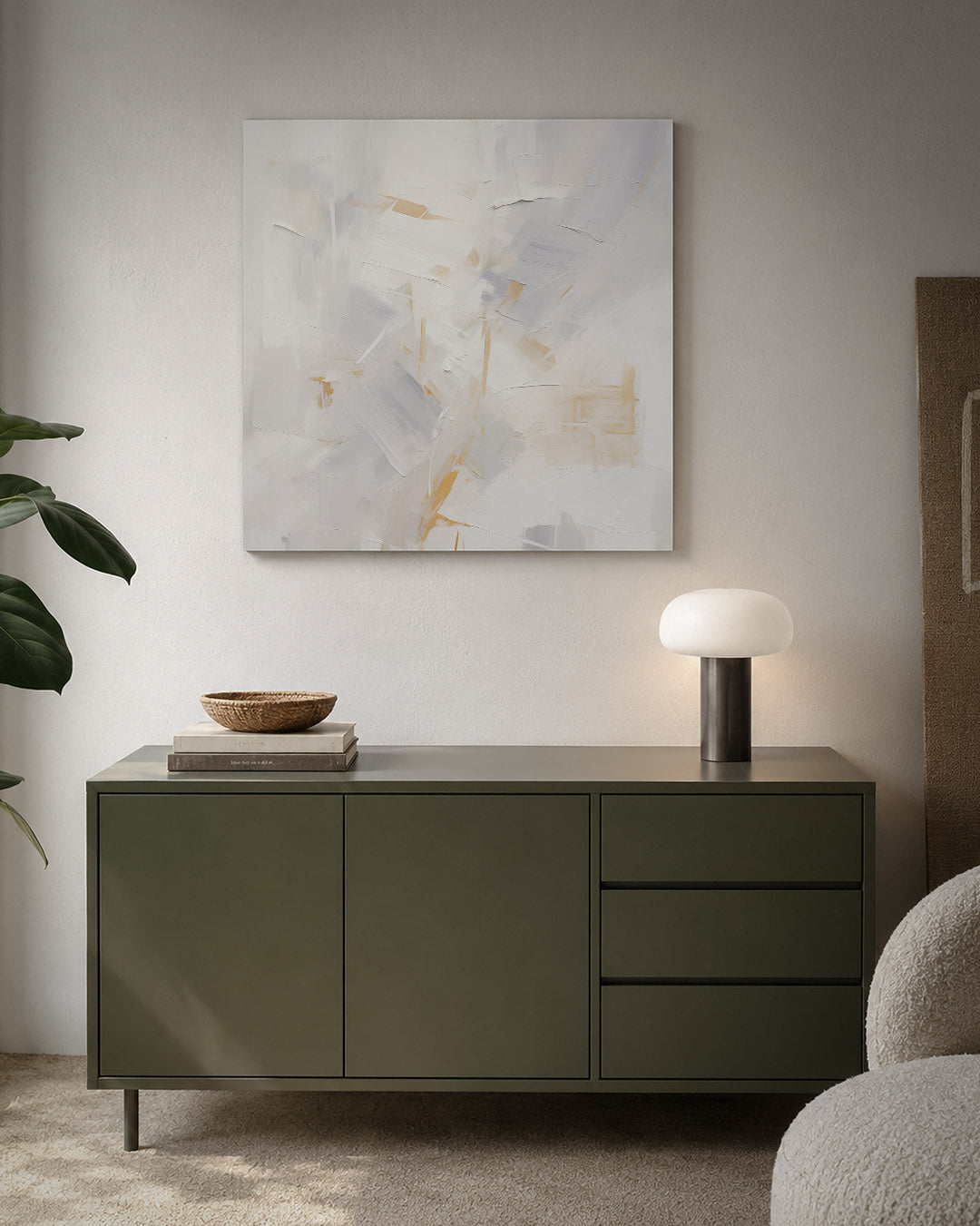 Lichte vegen compositie kunstwerk – detailweergave – dit werk toont een dynamisch spel van lichte vegen en subtiele tinten.