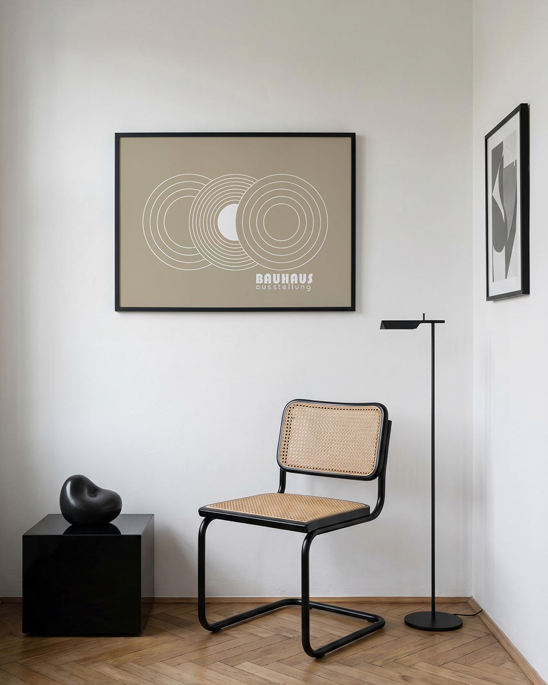 Cirkelvormen en lijnen – geometrische Bauhaus poster in liggend formaat