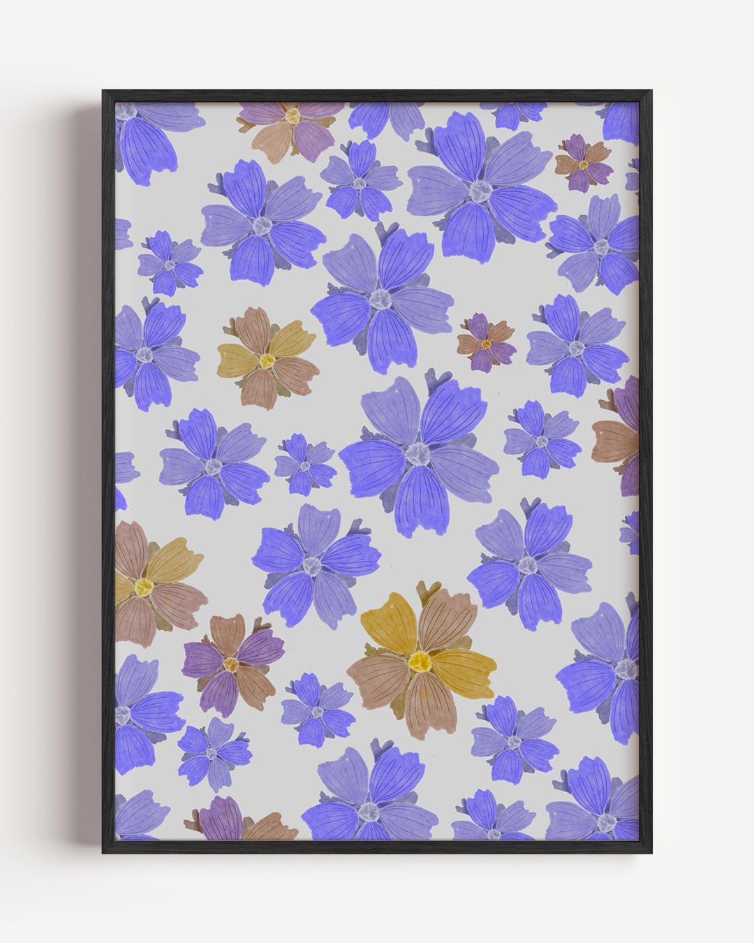 Bloemenpracht in Blauw – moderne portret poster als wanddecoratie