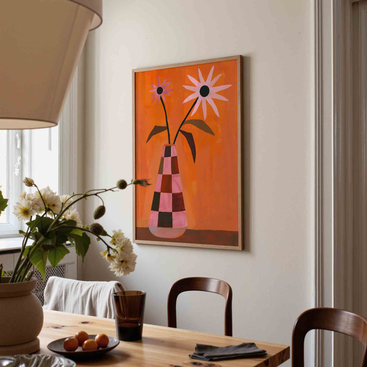 Bloemen in vaas – eigentijdse illustratie poster in staand formaat