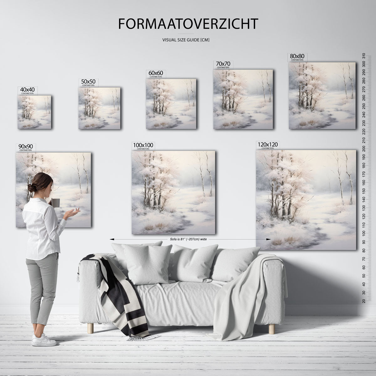 Winterlandschap met bomen – vierkante muurposter voor kerst