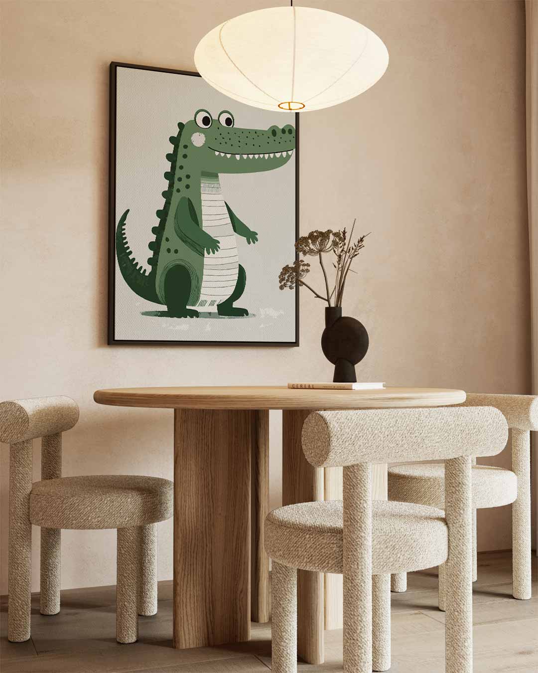 Vrolijke Krokodil Illustratie – staand kunstwerk voor modern interieur