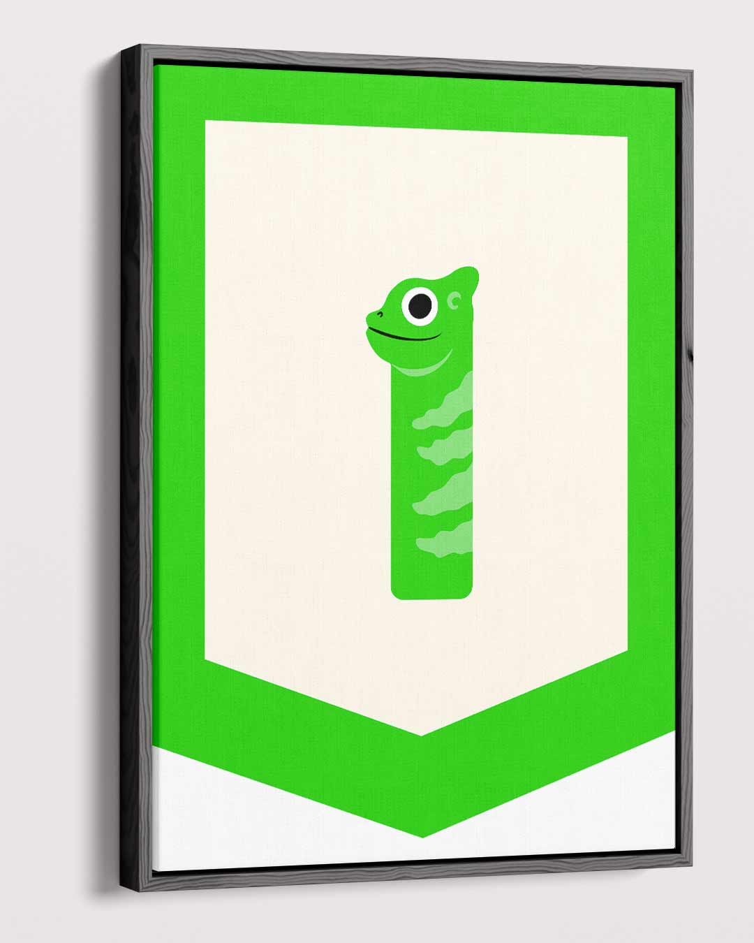 Vrolijke Gecko Illustratie – plexiglas wanddecoratie in portret formaat