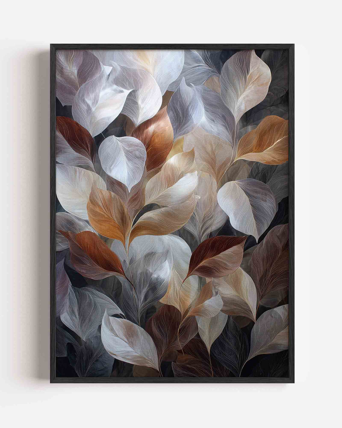 Bladeren in aardetinten – abstracte portret poster als wanddecoratie