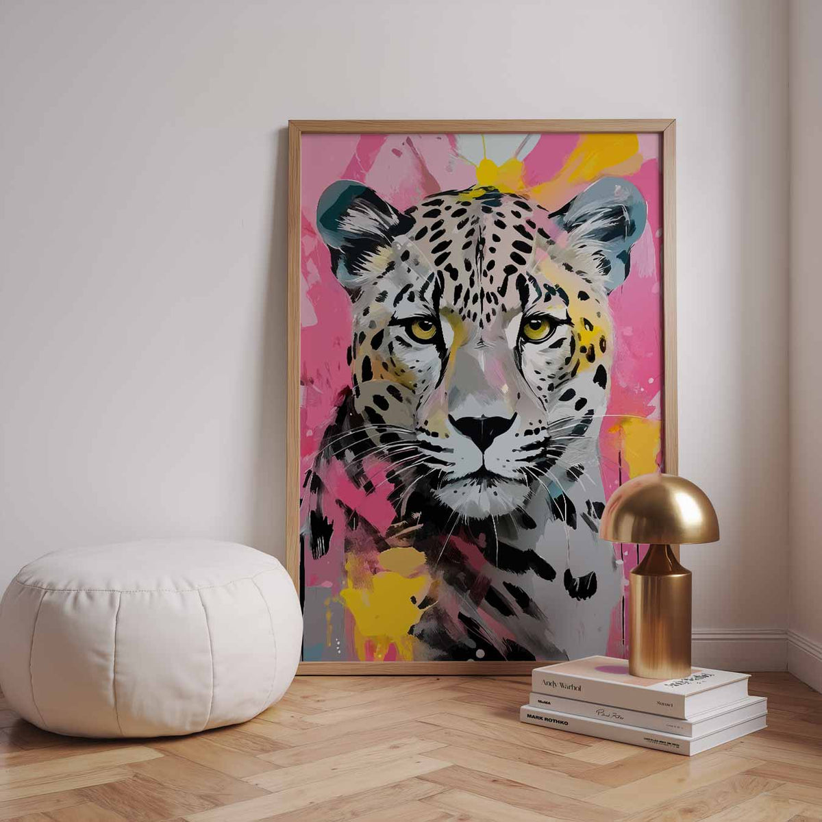 Kleurrijke Luipaardkunst – dieren poster in staand formaat