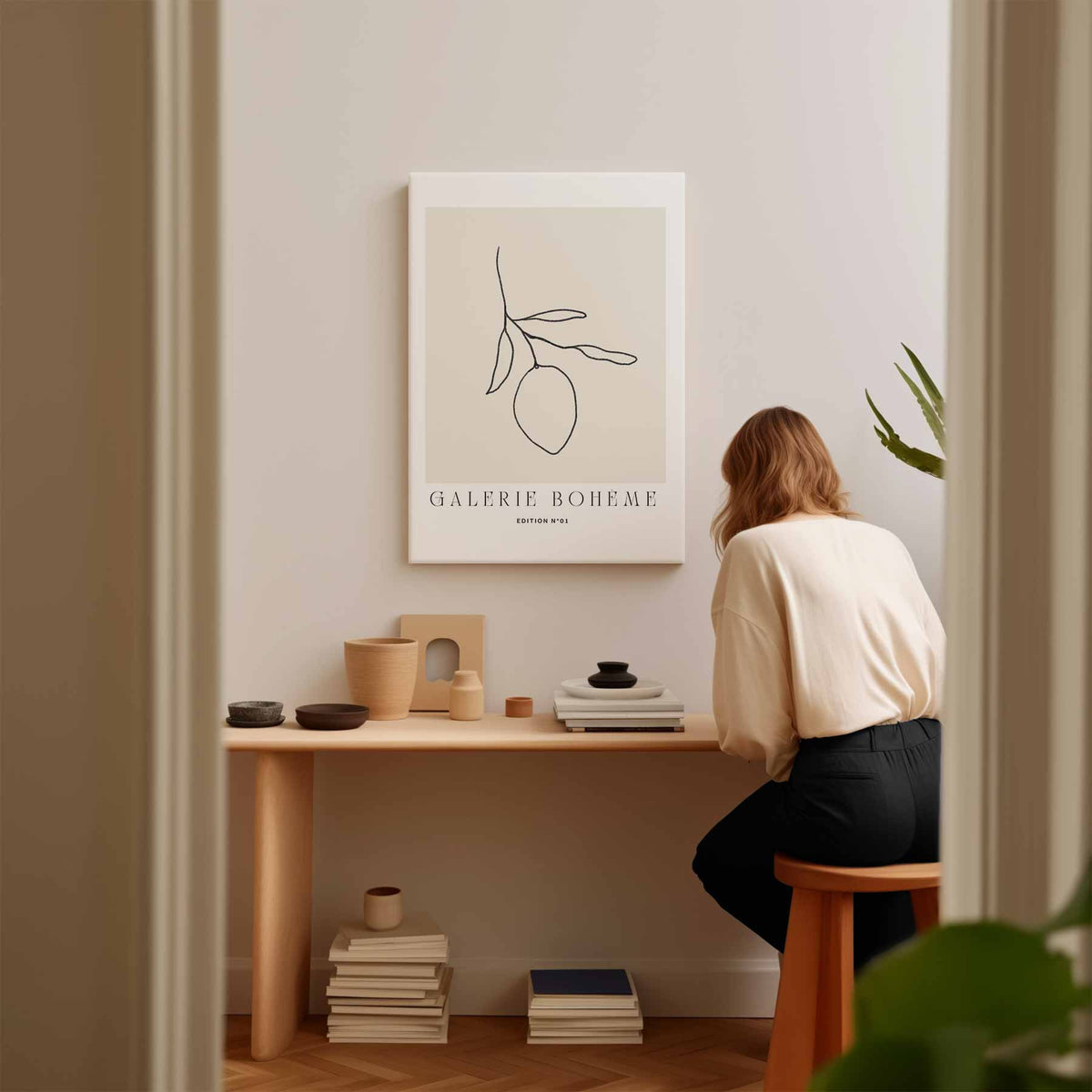 Simpele Citroenschets – modern portret kunstwerk van WallArtistic