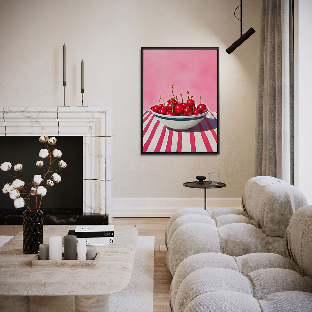 Kersen in kom – staand wanddecoratie kunstwerk