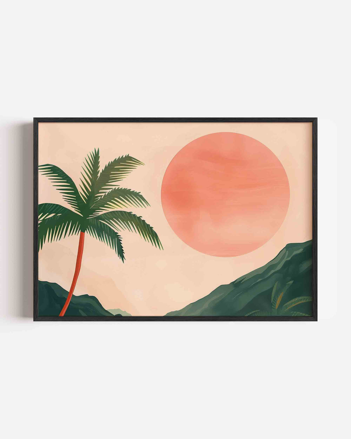 Palmboom en zon – hedendaagse illustratie poster in landscape formaat
