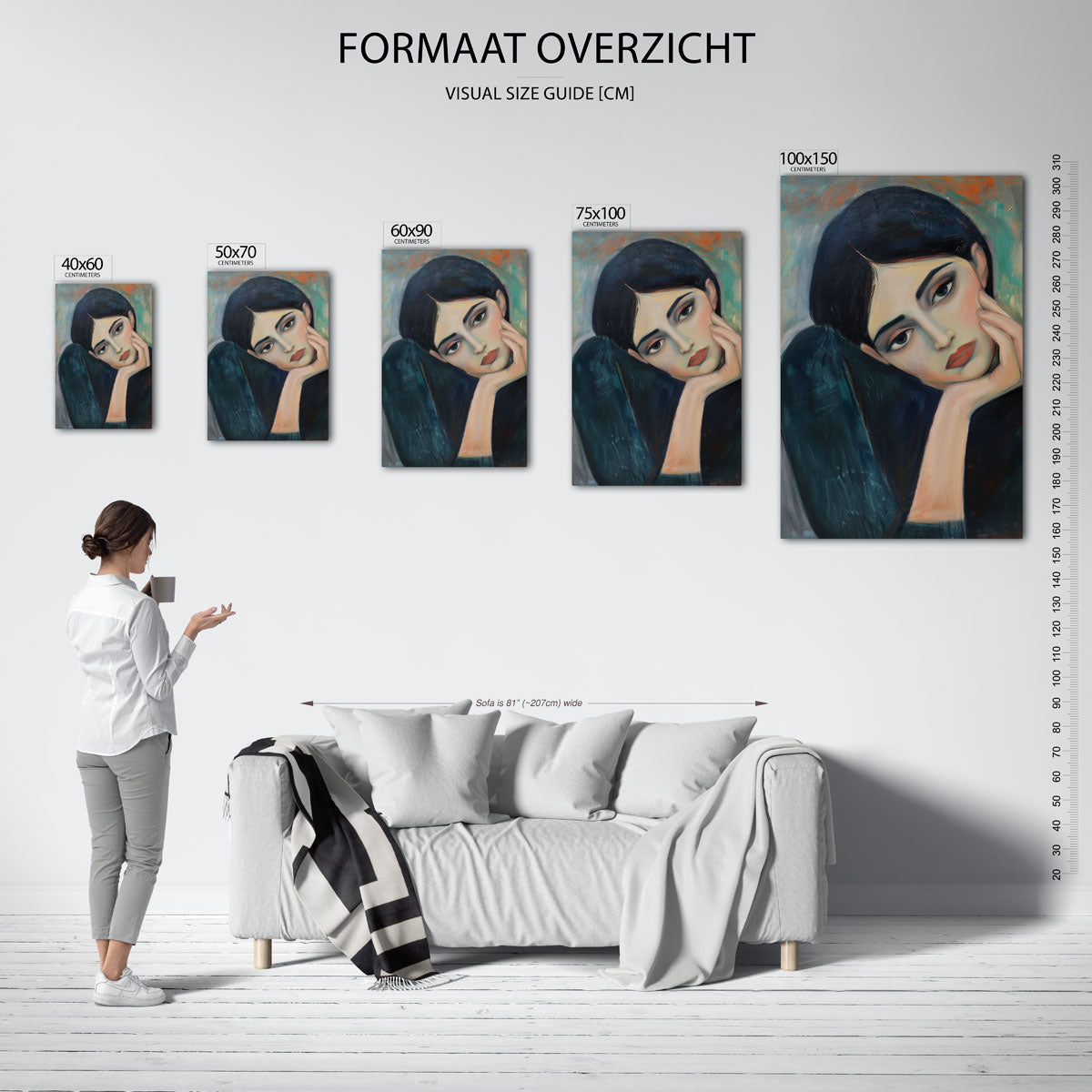 Dromerige portretstudie – Portret – moderne staande wandkunst