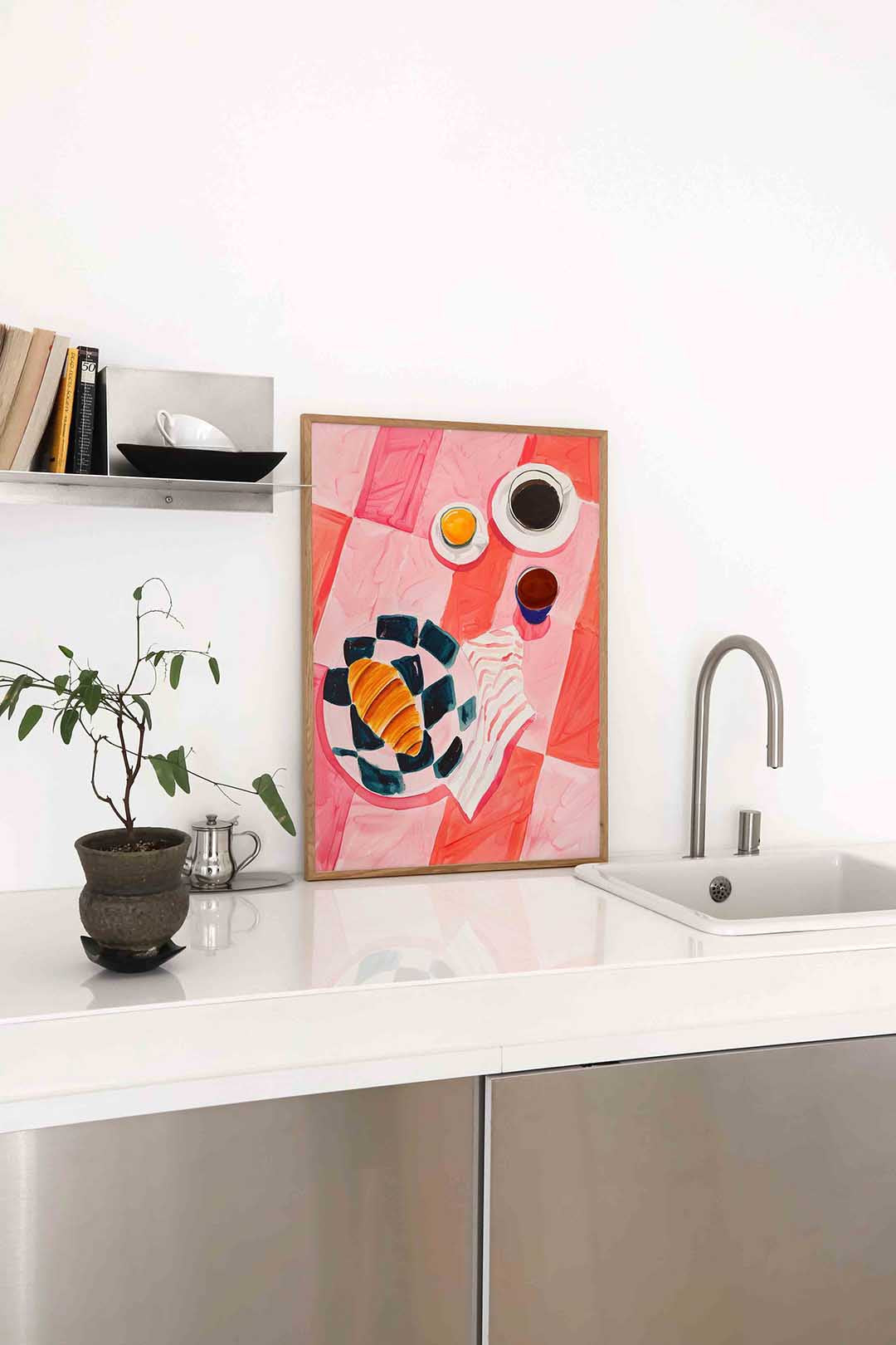 Ontbijt met croissant – staande keuken wanddecoratie van WallArtistic