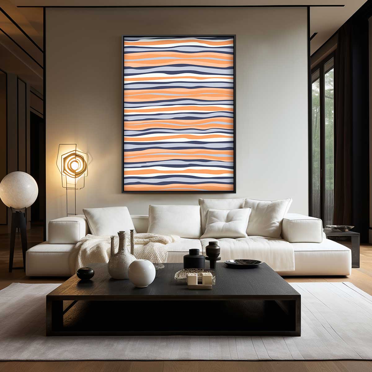 Golvende Stripes – modern portret kunstwerk van WallArtistic